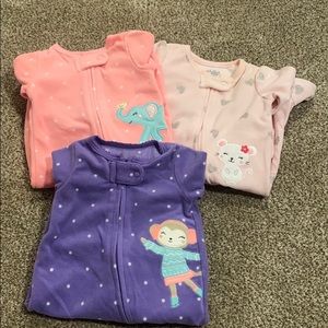 3 Carter’s fleece footies